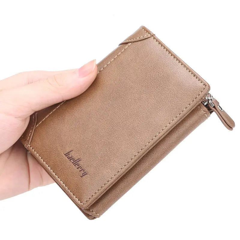 Men’s PU Leather Wallet with Zipper and Multiple Card Compartments in United States
