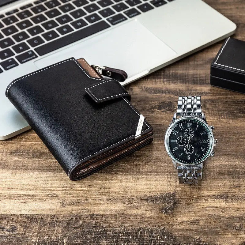 Men’s Quartz Watch and Wallet Set in the United States CHF Style
