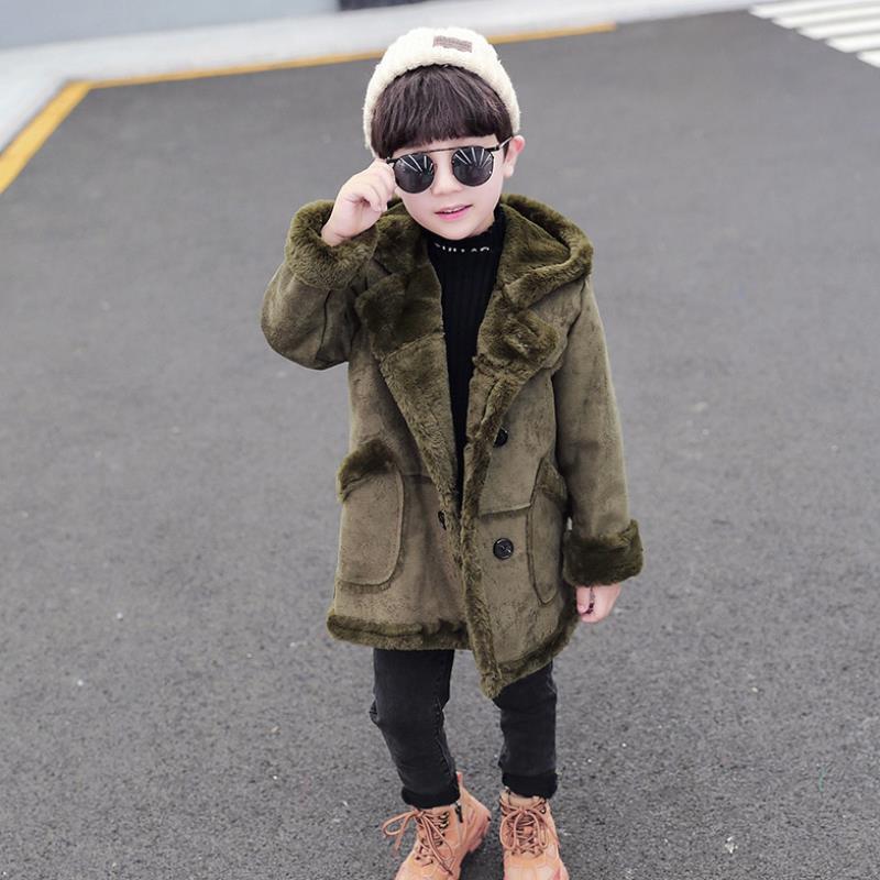 Fashion Boys’ Suede Padded Trench Coat