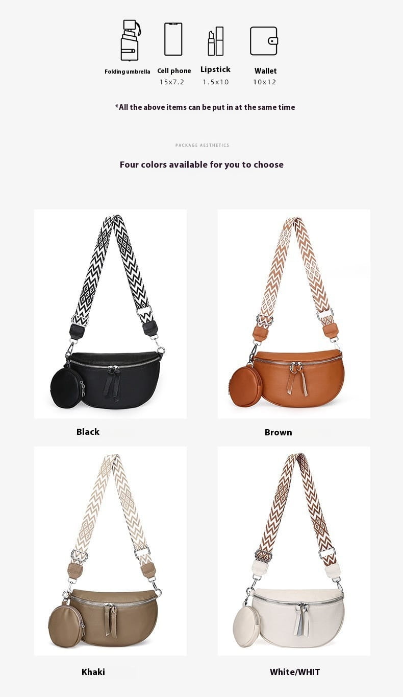 Elegant Solid Colour Genuine Leather Crossbody Bag for Fashion and Comfort