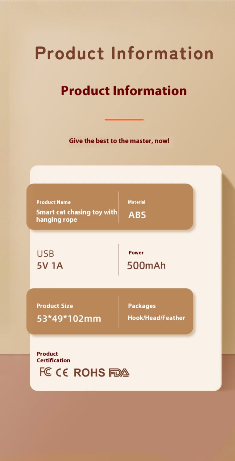 Interaktiver USB -wiederaufladbares Katzenspielzeug mit Feder und einziehbarem Seil