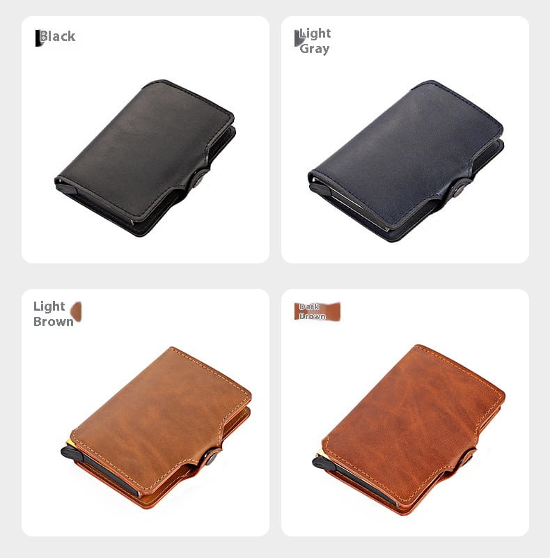 Sealbhóir Cárta Leathar Pu Ultra Solas d'fhir agus do mhná dubh nó donn dorcha