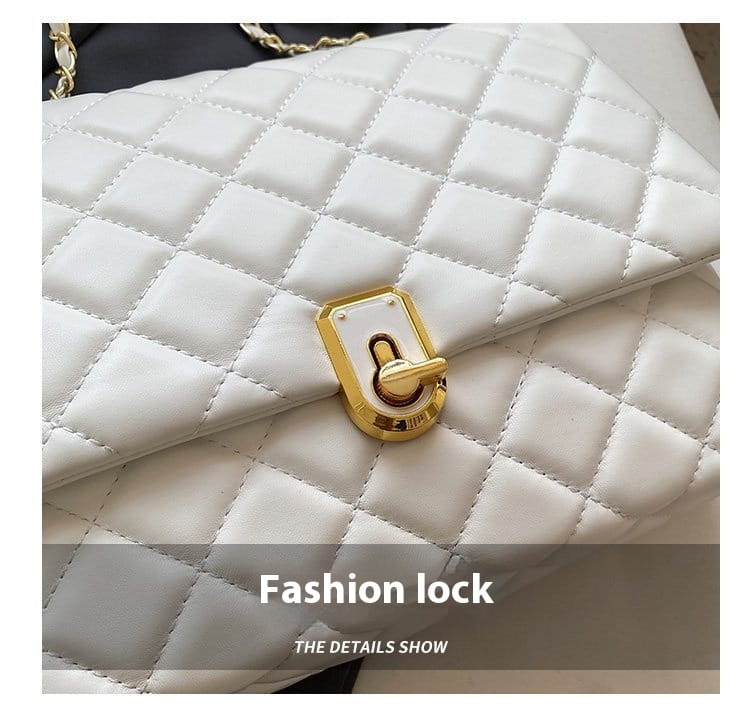 Large Capacity Shoulder Bag in Black or White with Diamond Embroidery Thread