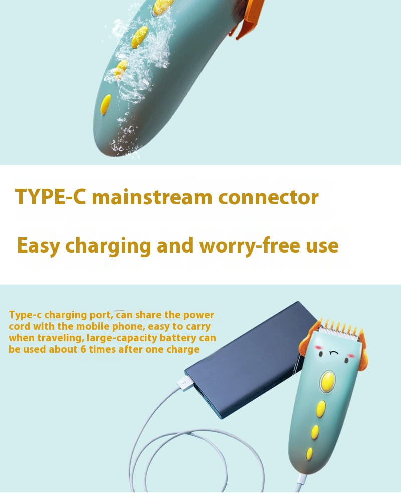 Rechargeable Hair Clipper for Children with Low Noise and Removable Cutter Head