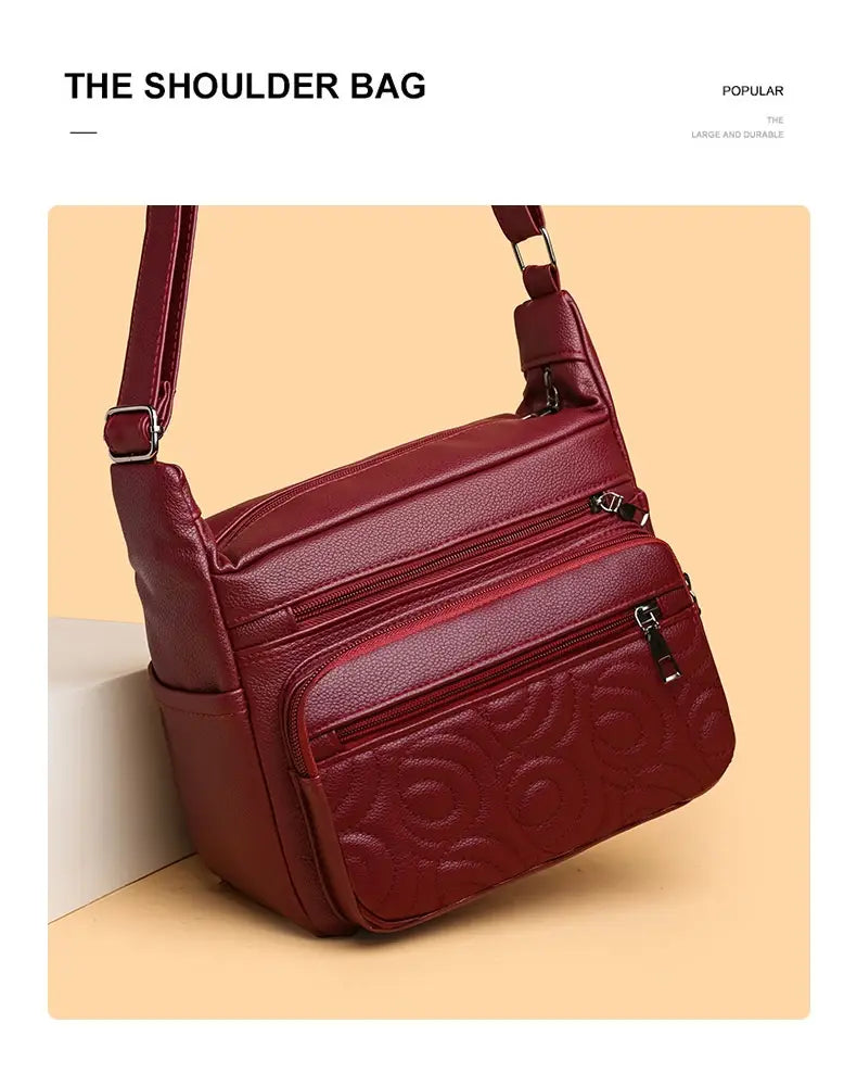 Embossed Casual Fashion Shoulder Messenger Bag with Sandwich Pocket