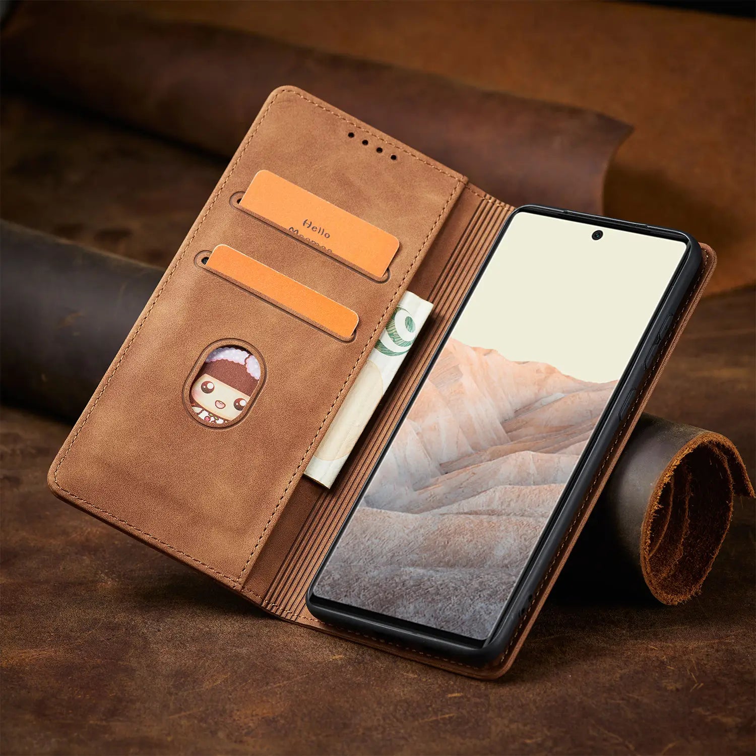 Mobile Phone Leather Case Magnetic Flip Cover