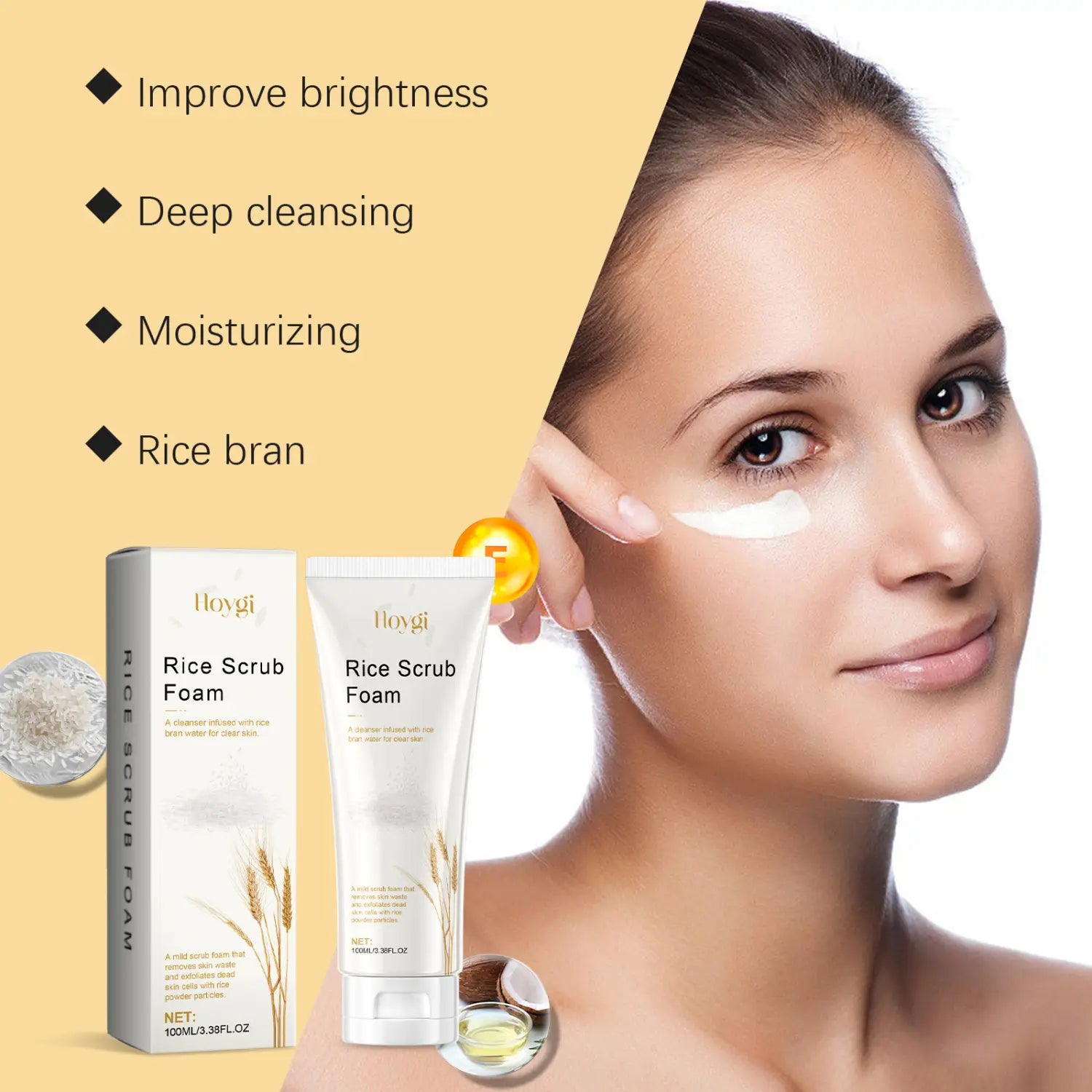 Rice Facial Cleanser Mild with Hyaluronic Acid and Coconut Oil