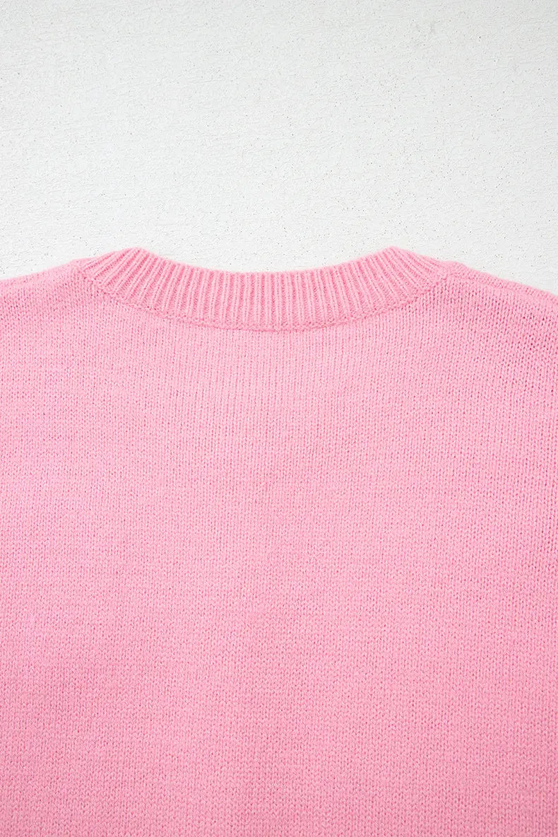 Różowy kwiatowy sweter z dzianiny 3D dla kobiet luźne akrylowe sweter do xl