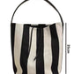 Black And White Contrast Color Wide Shoulder Striped Canvas Bag