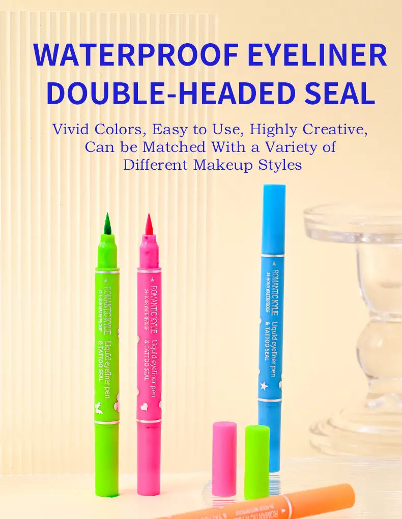 Dual Tip Liquid Eyeliner with Stamp Pen for Precise Eye Makeup
