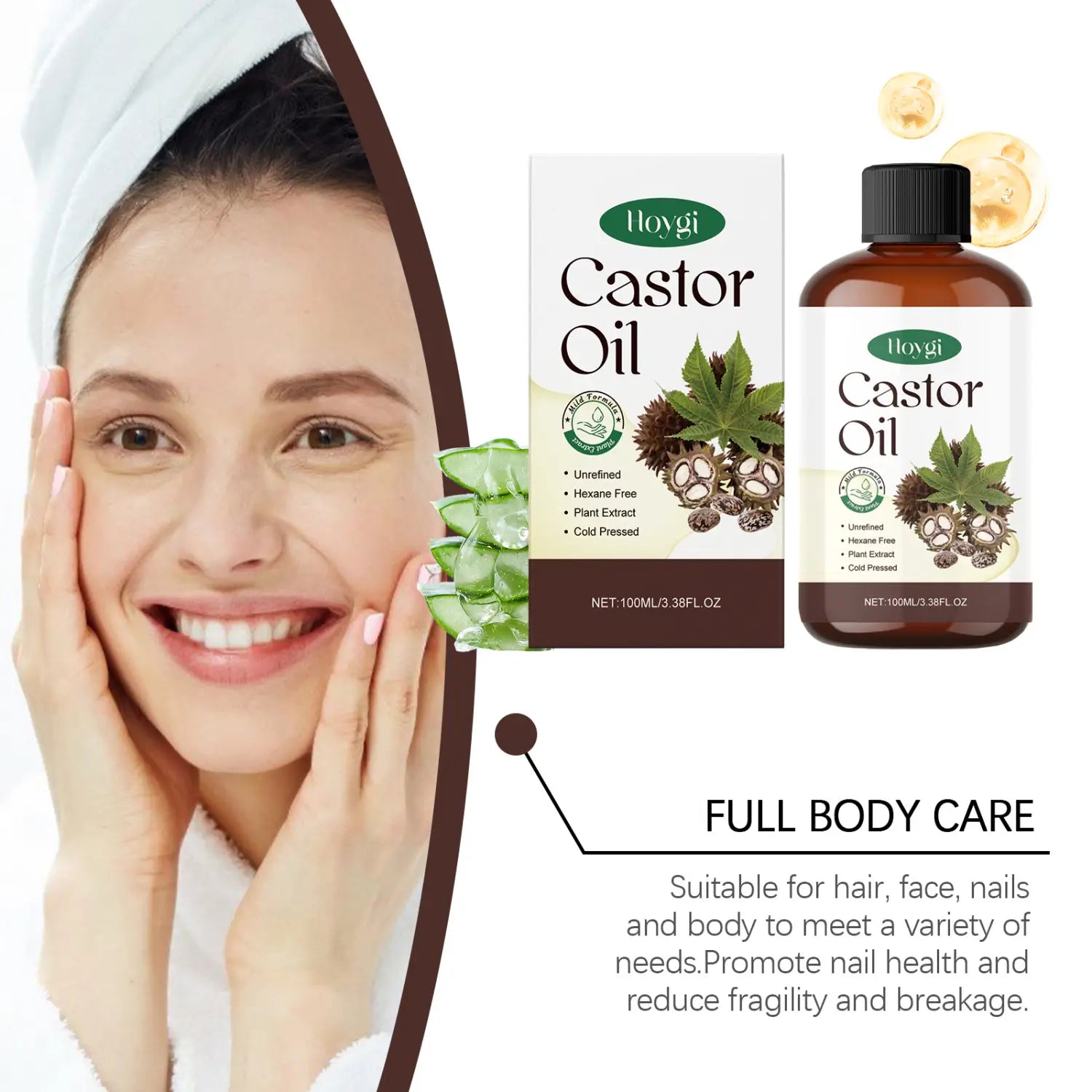 Organic Castor Oil for Moisturizing Eyebrow Hair and Body Care