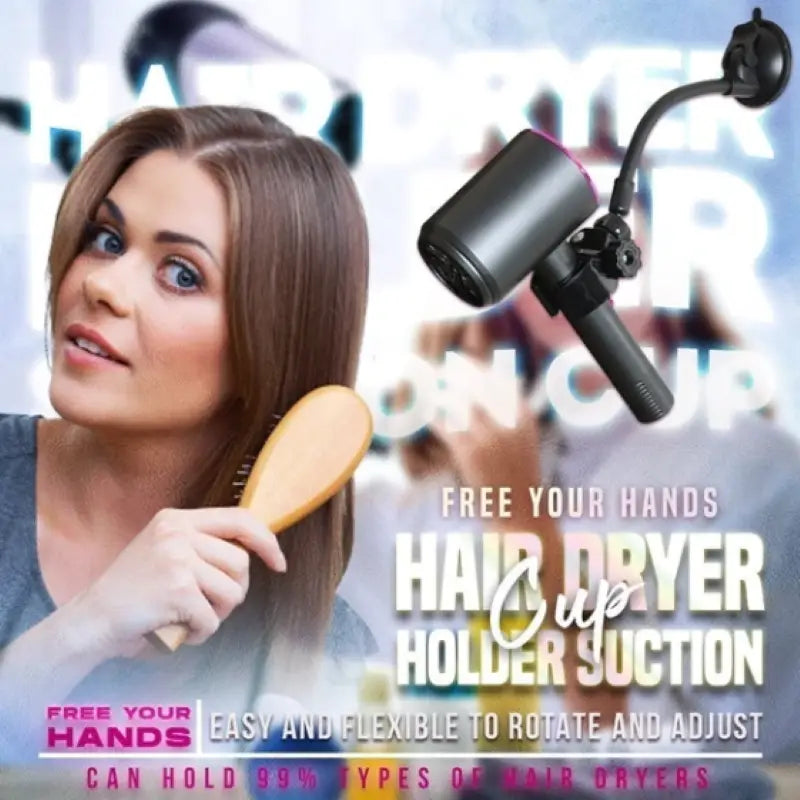 Universal Hair Dryer Bracket with 360° Rotatable Handle and Suction Mount