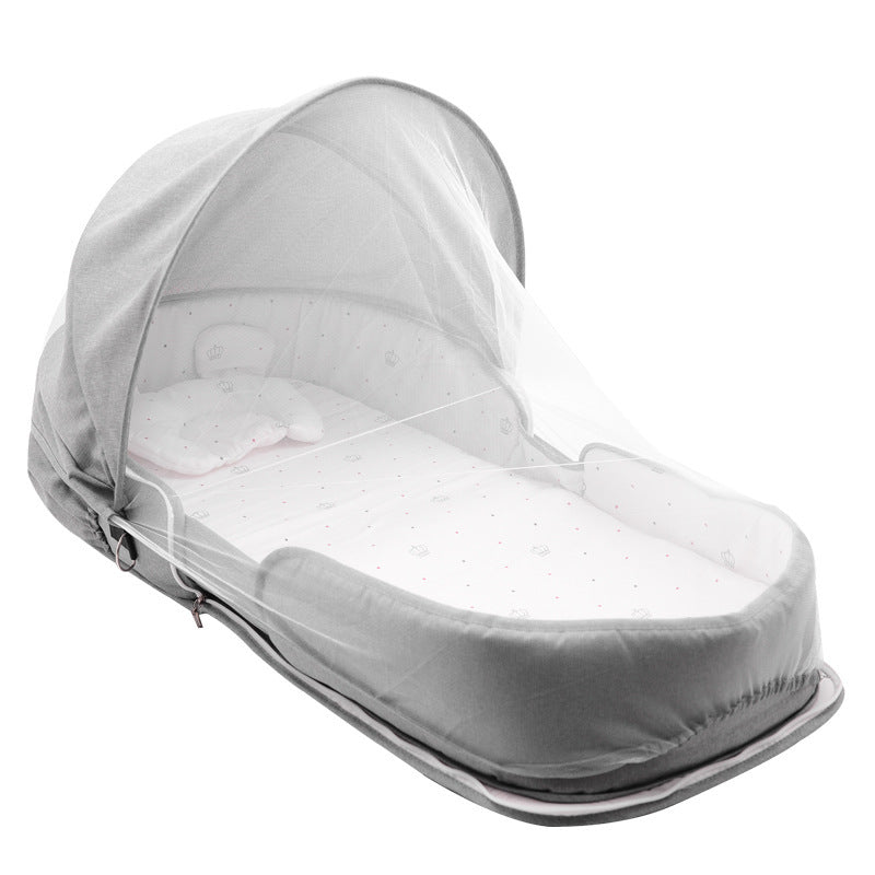 Newborn Baby Crib Foldable And Portable Mobile Backpack - Mosquito Net Magic for Portable Baby Naps