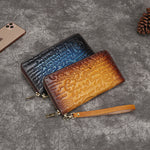 First Layer Cowhide Embossed Vintage Clutch Women’s Wallet - Layer Cowhide Clutch Wallet for Classy Vintage Vibes