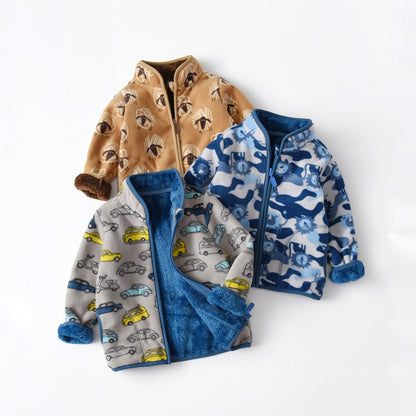 Simple Cartoon Print Boy Padded Jacket