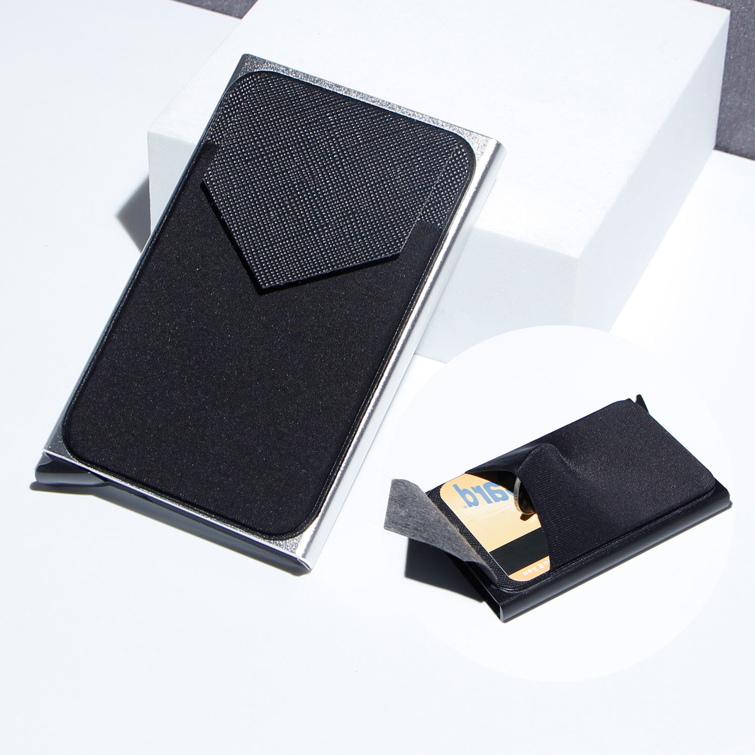 Metal Card Strap Lycra Cloth Anti-theft Swiping Aluminum Alloy Credit Card Box Business Card Case Multi Card Holder