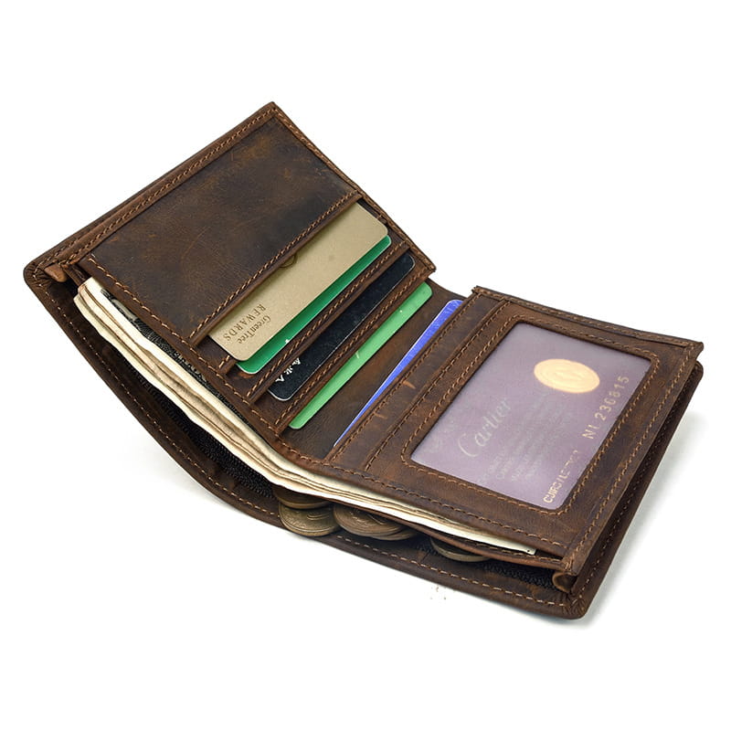 Leather Money Clip Wallet with ID Slot and Concealed Pocket in the United States