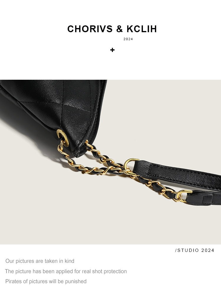 Classic Style Rhombus Urban Shoulder Bag with Large Capacity Genuine Leather Chain