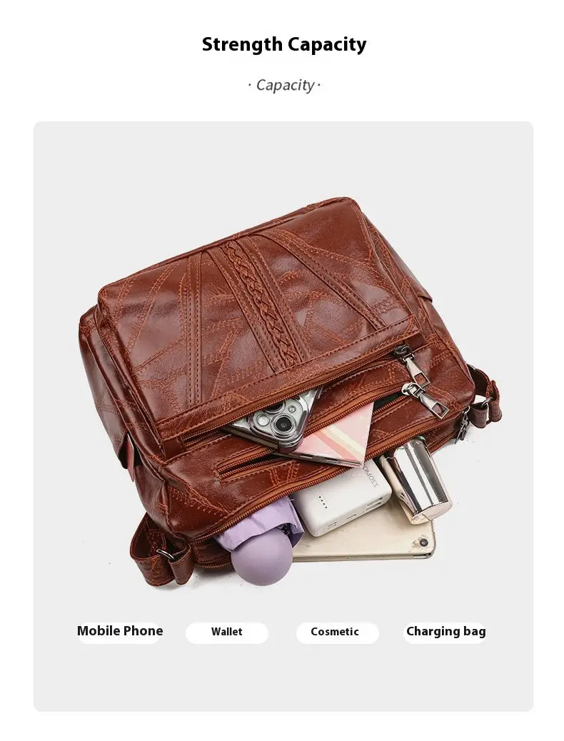 Mála Eagraí Suitcase Leathar PU le póca zipper le haghaidh taistil agus stórála