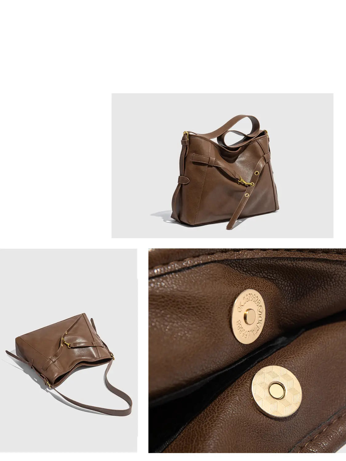 Medium mjuk pu läder resväska brun svart vertikal resebagage väska