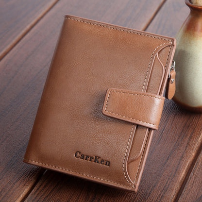 Men’s Wallet Short Button Wallet Large Capacity - Laughing All the Way to the Bank with Leather Wallet