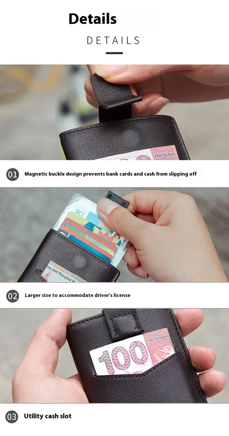 Thin Genuine Leather Wallet for Men Card Holder Solid Color