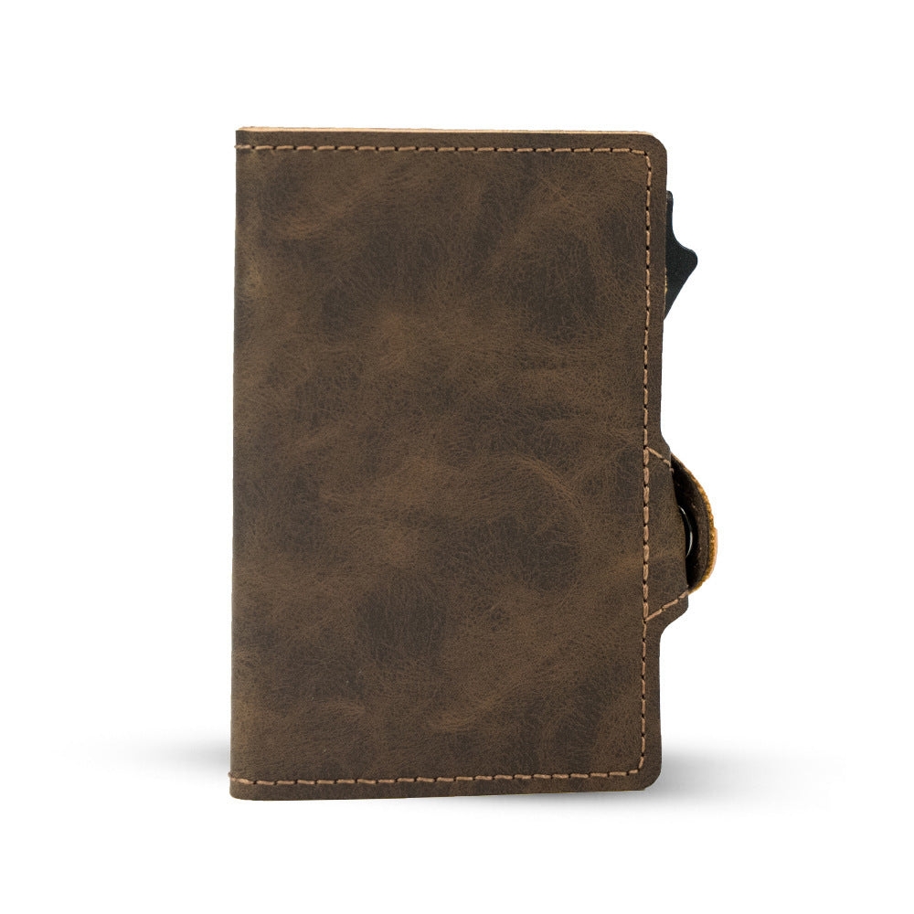 Side Push Pop-up Card With Paper Money Card Holder - Get Your Retro Brown Card in Carbon Fiber Style