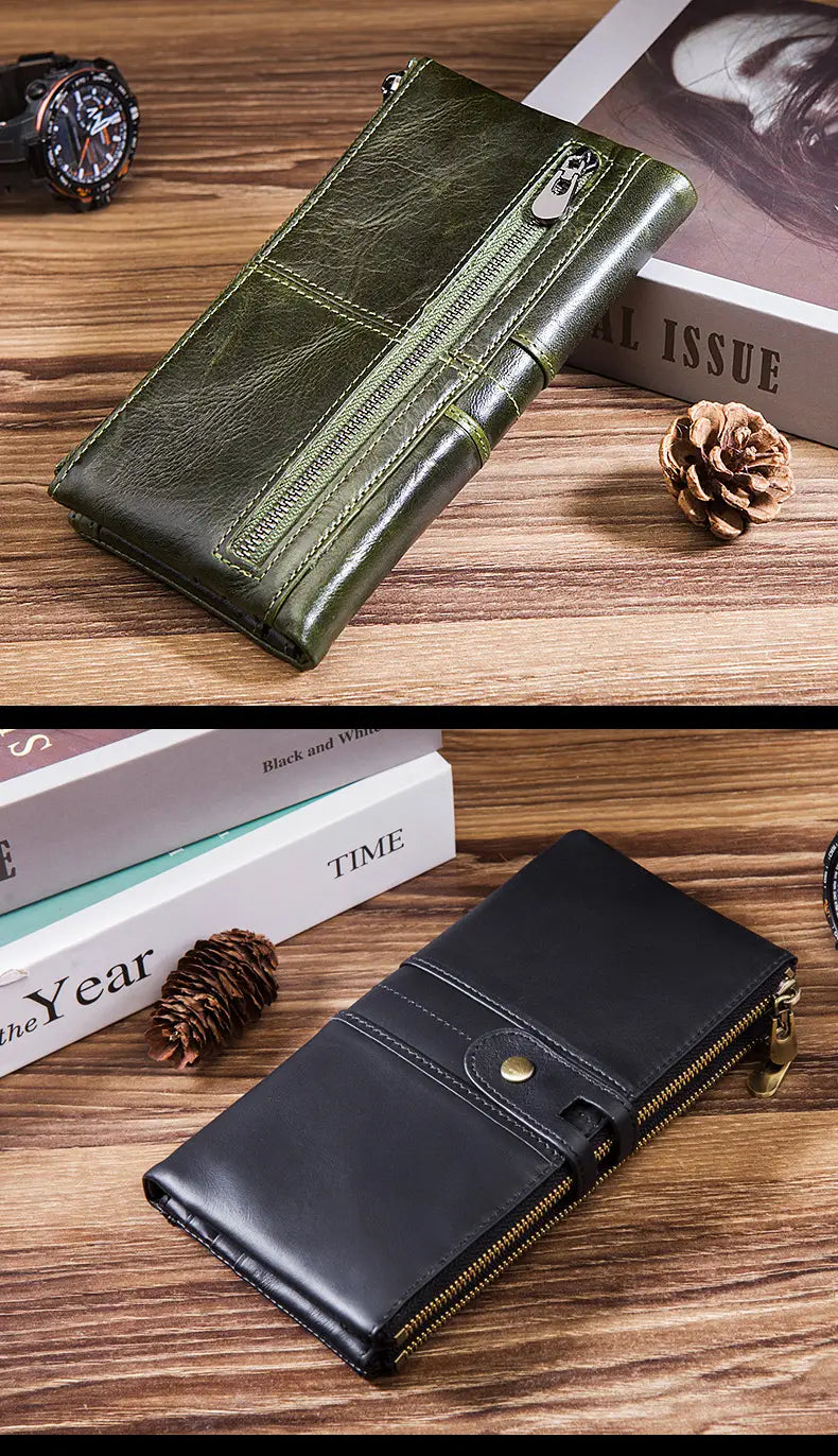 Leather Cortex Cowhide Wallet with Secret Compartments for United States and CHF