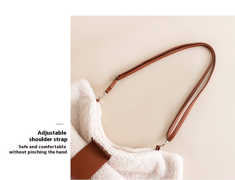 Bolsa de ombro de Bowknot de lona com acabamento de pêlo Soft Tote Burse for Women