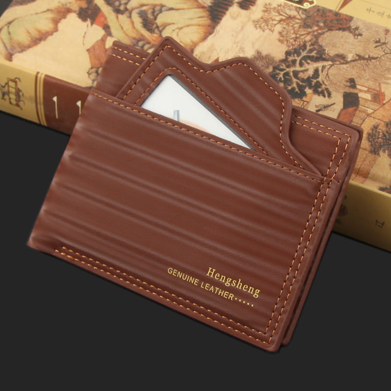 PU Leather Wallet with Multiple Slots in Light Brown for United States