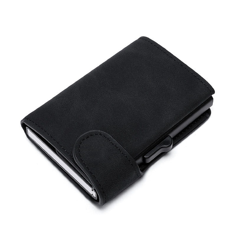 Men and Women Crazy Horse Leather Wallet with Magnetic Closure