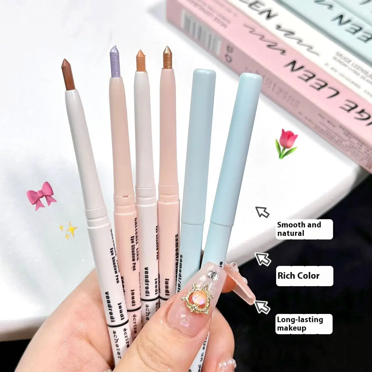 Variety of Eye Shadow Colors in Beige Pink Gold Purple and More