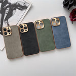 Electroplated Sheepskin Phone Case Metal Lens Fall Protection Case