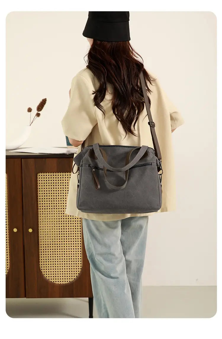 Bag do Mensageiro de Canvas com vários bolsos para viagens de trabalho e diariamente