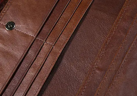 Unisex Leather Wallet in Brown with Zipper Buckle for the United States