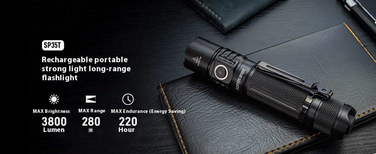 40W Black Battery Flashlight for Outdoor Camping Equipment and Long Shot Outdoors