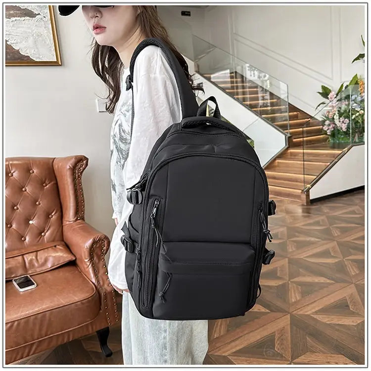 Solid Color School Rucksack Polyester Nylon Urban Umhängetasche für Männer und Frauen