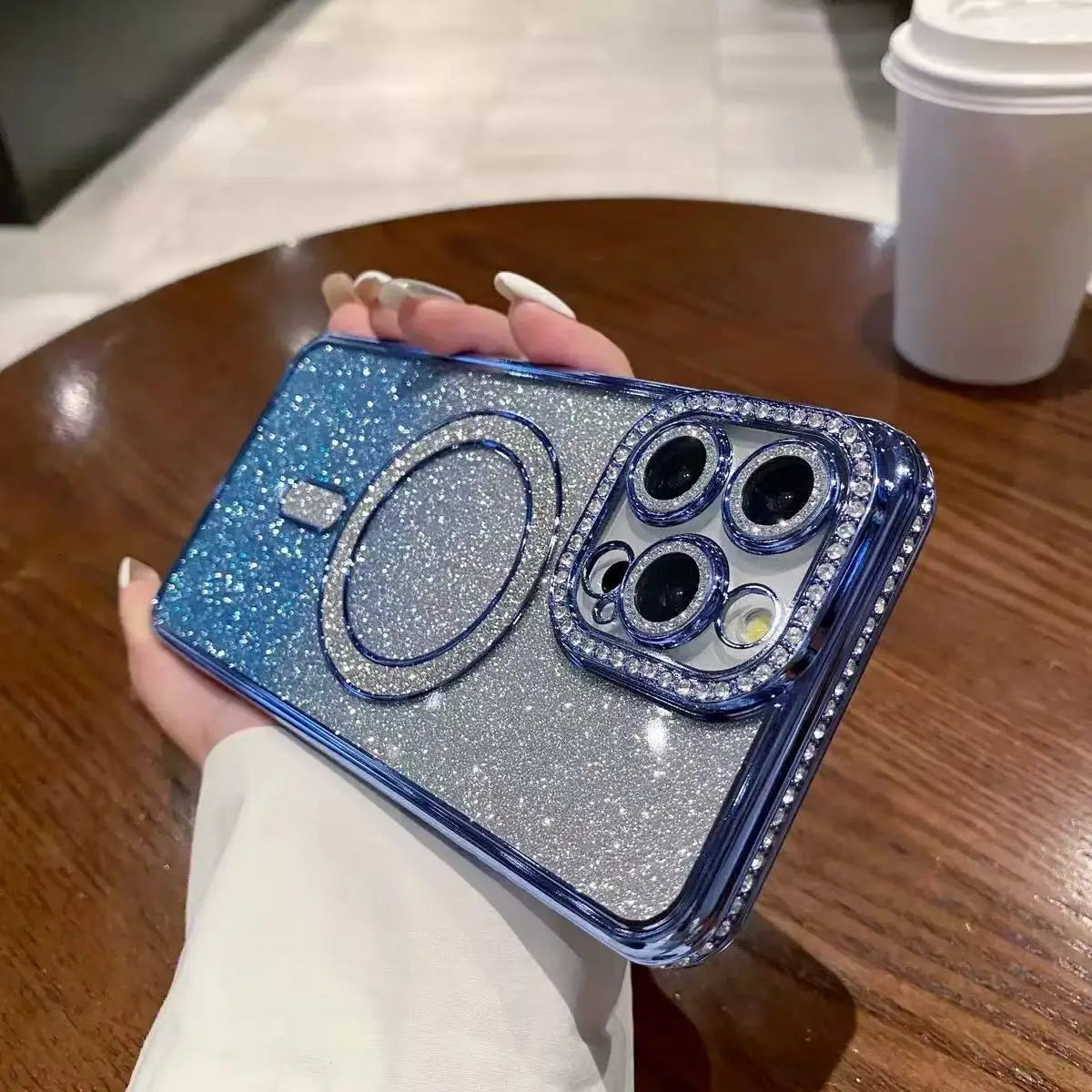 Multicolor Shockproof Magnetic TPU Phone Case with Rhinestones and Heat Dissipation