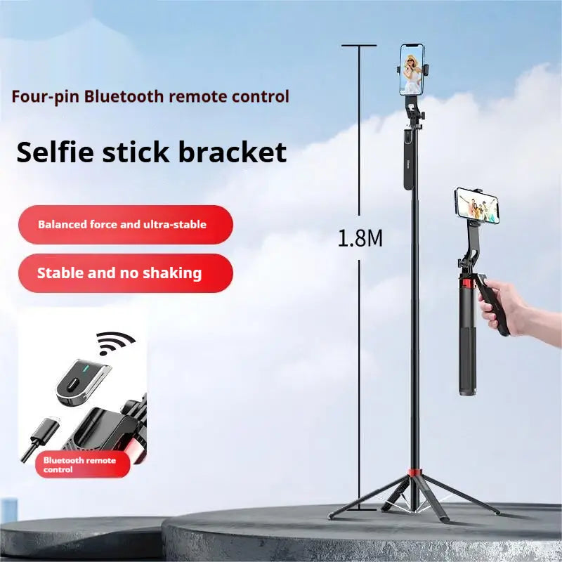 Bluetooth Live Quadrupod Selfie Stick with Remote Control and Rechargeable Battery