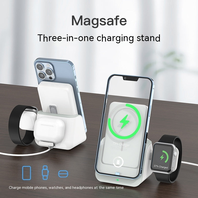 Magnetic Wireless Power Bank Mobile Phone Holder 10000 MA Three-in-one Multifunctional Charging Base - Magnetic Power