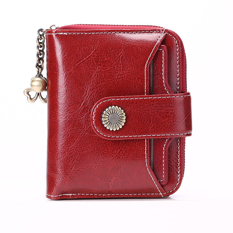 Oil Wax Genuine Leather Lady’s Wallet European And American Style - Custom Light Delight in Leather Wallets Galore