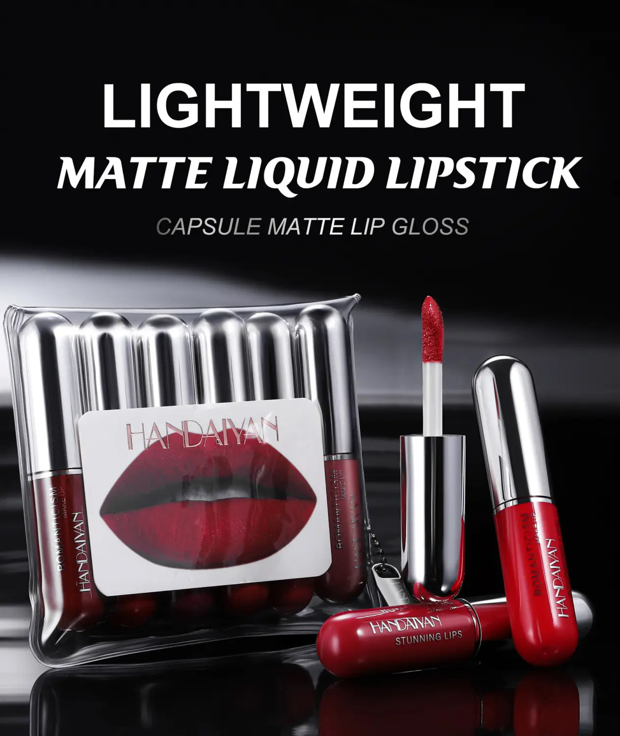 Waterproof 6-Color Lip Gloss Suit with Stain-Free Capsules for Lasting Wear