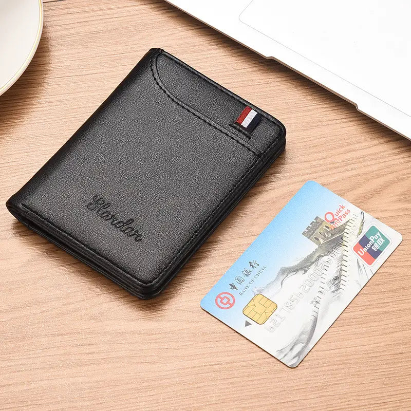 Unisex PU Leather Wallet for Men Women with Card and Cash Slots in Black or Brown