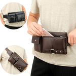 Men’s Belt Bag Classic Solid Color PU Leather Waist Bag Outdoor Leisure Travel Fanny Pack Purse - Fanny Pack for Men