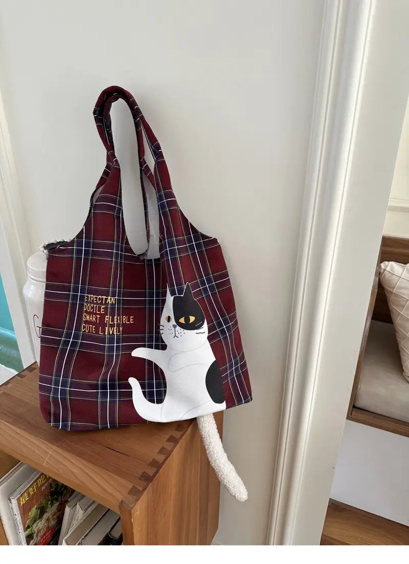 Plaid Flocking Cat Vest with Scottish and Soft Plush Design