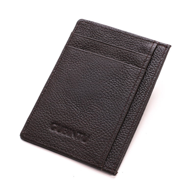 Couleur de couleur un portefeuille de cartes en cuir authentique pour hommes et femmes