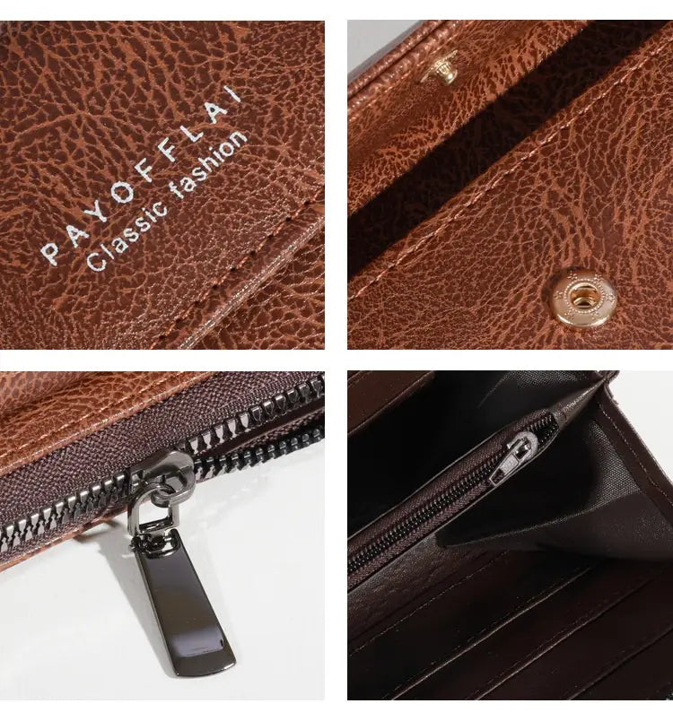 Portefeuille en cuir simple urbain pour hommes et femmes noire brun pu