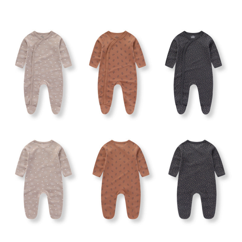 3 Pieces New Baby Cotton Long-sleeved Jumpsuit Baby Foot-wrapped Romper Boneless Sewing Pajamas - Baby Jumpsuit: Cozy