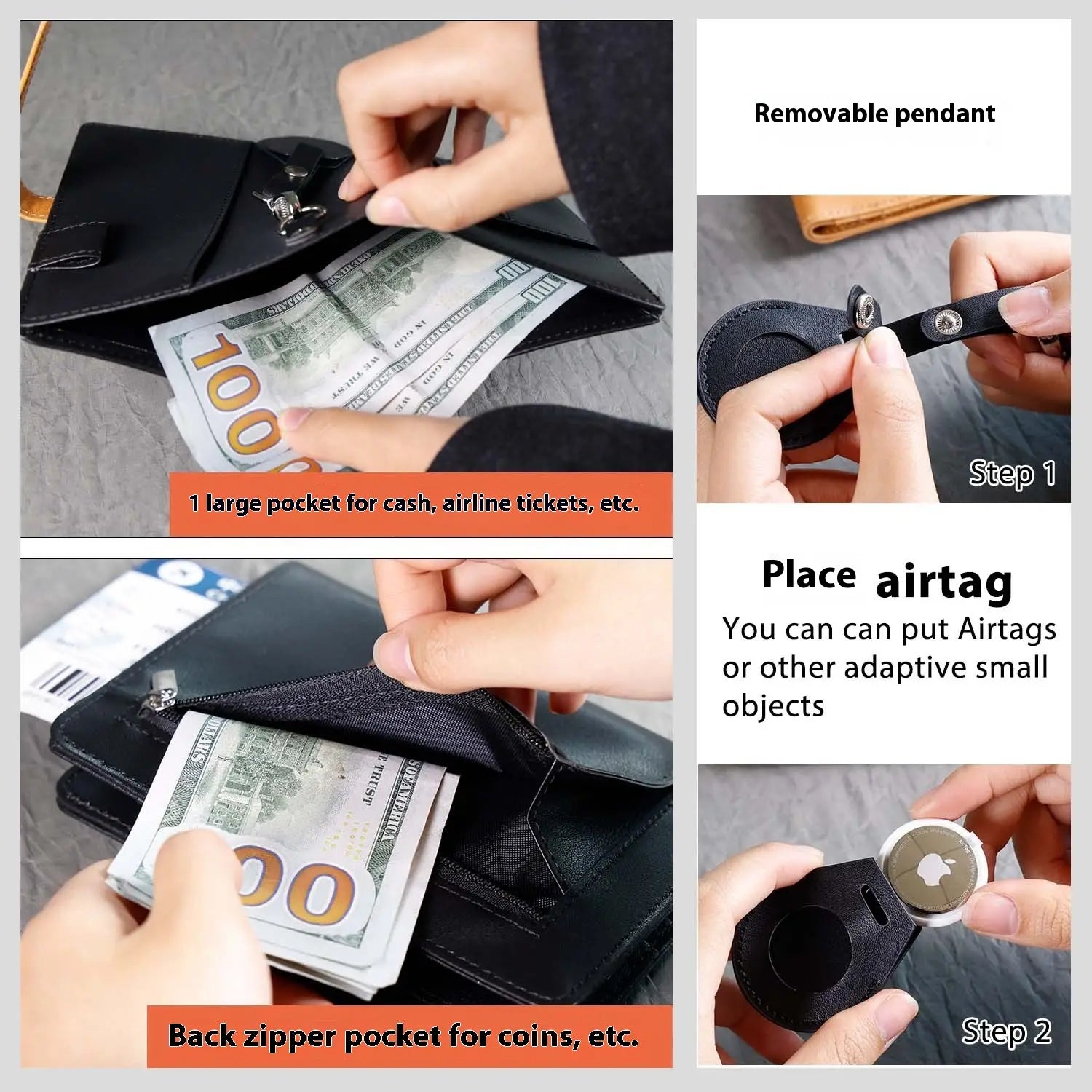 Portefeuille en cuir mince étanche pour les hommes et les femmes Bifold RFID Blocage