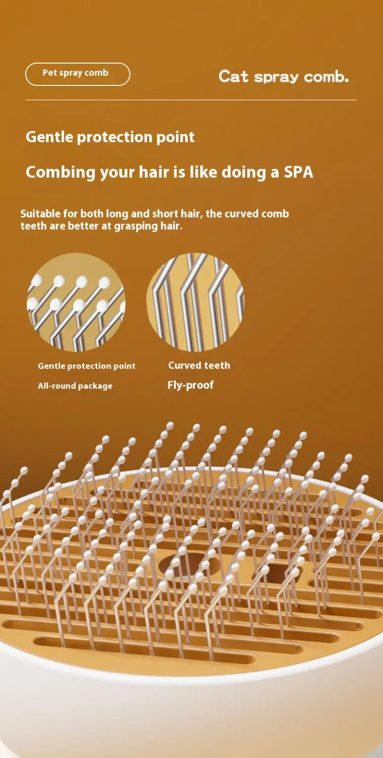 Roestvrijstalen spray -kam voor katten en honden Pet verzorging borstel